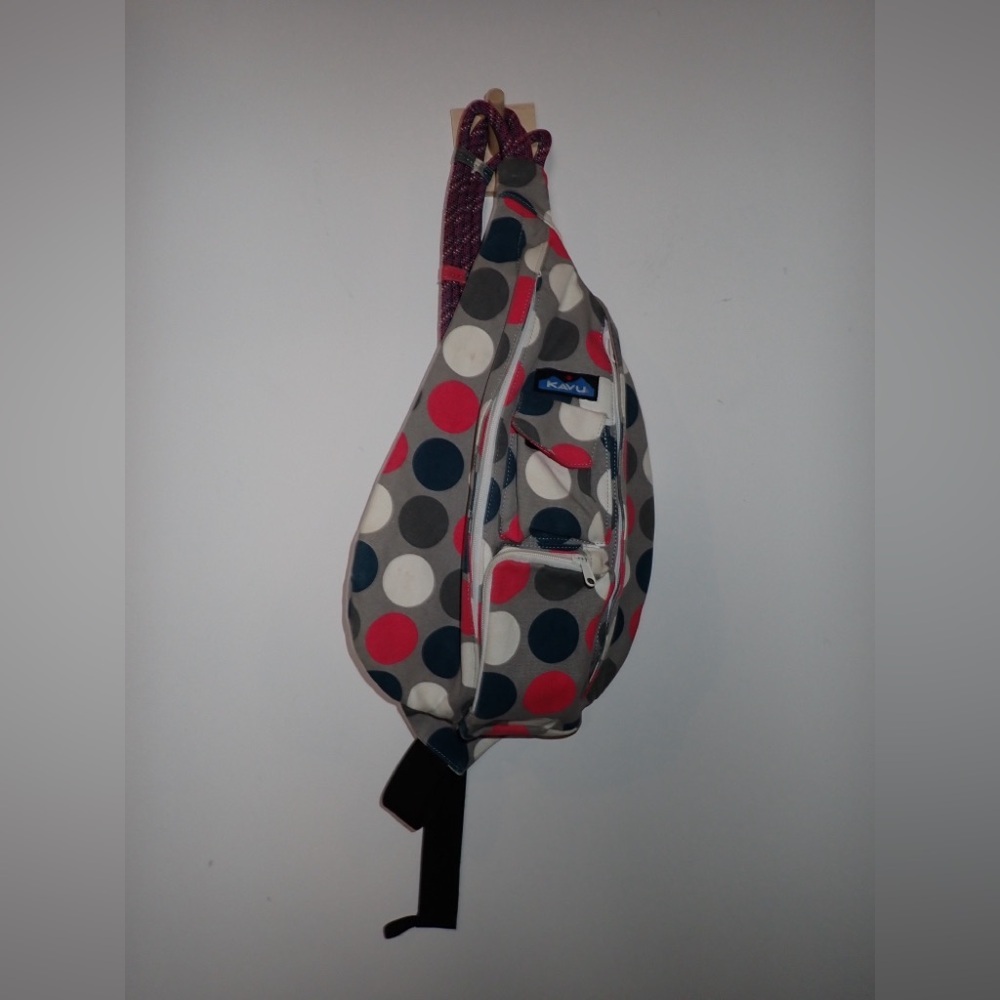 Kavu Climbers Rope Bag Cotton Shoulder Sling Backpack Got Dots Multi Pockets